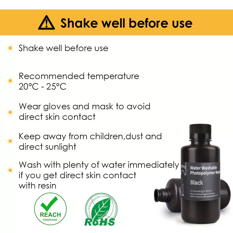 Résine Lavable à l'eau Noire Elegoo - 1000 ml (3) Résine Lavable à l'eau Noire Elegoo - 1000 ml (3)