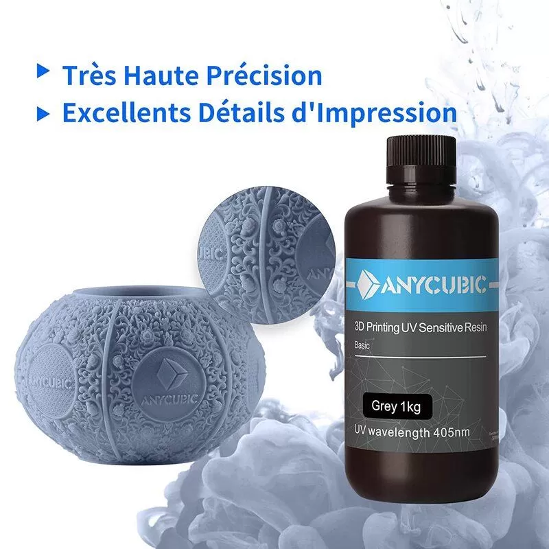 Précision résine standard Grise Anycubic - 1000 ml Précision résine standard Grise Anycubic - 1000 ml